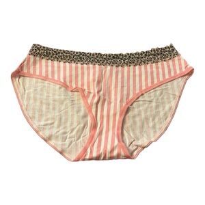 Victorias Secret Brief Panties - Pink White Stripes Cheetah Print Lace NWT Large